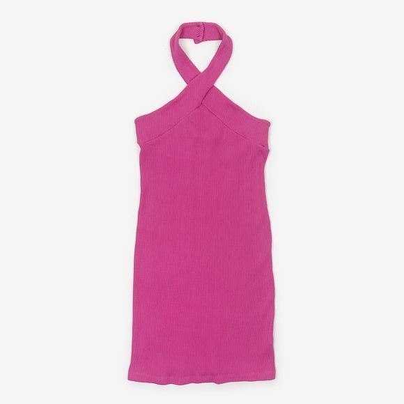 Monrow Dresses & Skirts - Monrow Variegated Rib Halter Mini Dress Size S Hot Pink Girlcore Barbie Summer